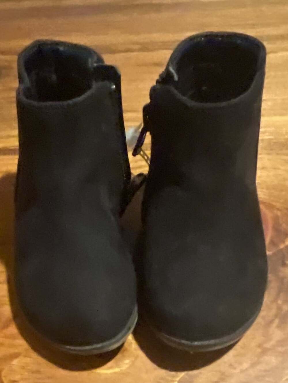 Cat & Jack Black Suede Ankle Boots Girls Size 5 Side Zip